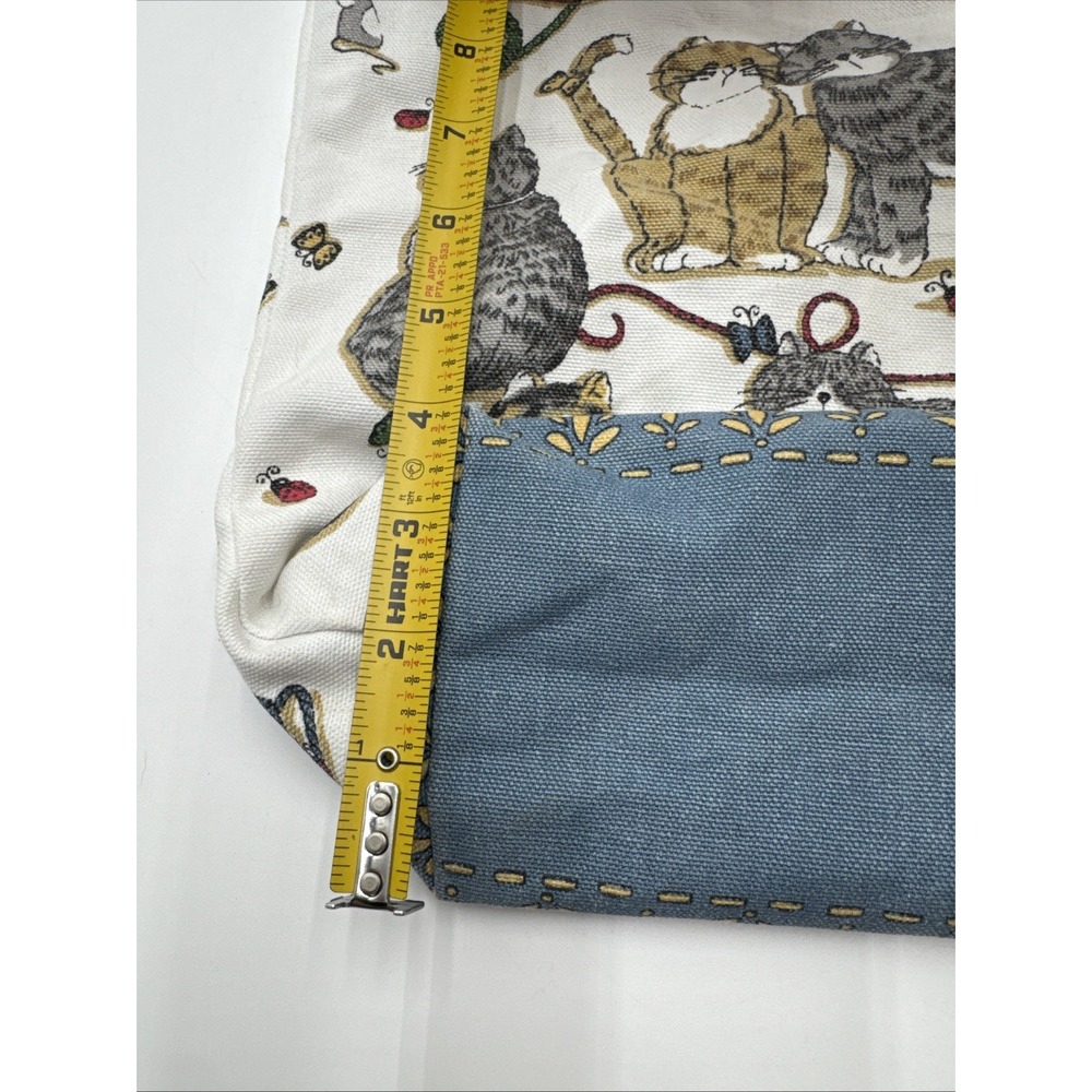 Deb Strain Fun Vintage Cat Large Tote Bag Double Handle Yarn Butterfly Ladybugs - Picture 10 of 11